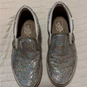 Vans -Silver Sequin Slip-On Sneakers - Women